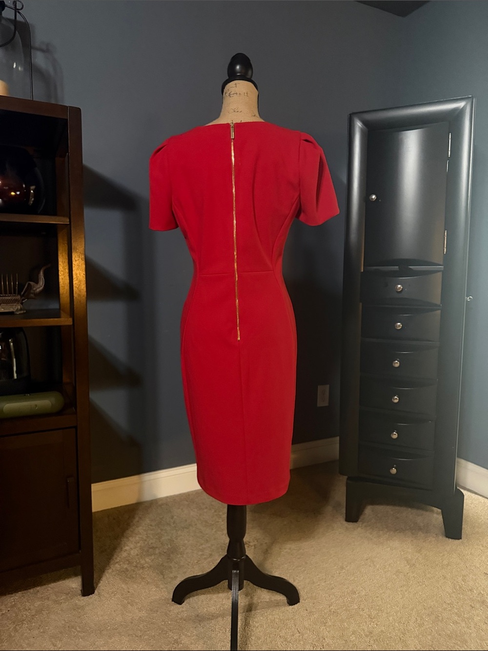 Calvin Klein Red Short-Sleeve Sheath Dress - Picture 2 of 2